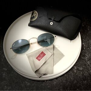 Women’s Ray Ban Sunglasses Metal Oval. Blue Gradient. Used.
